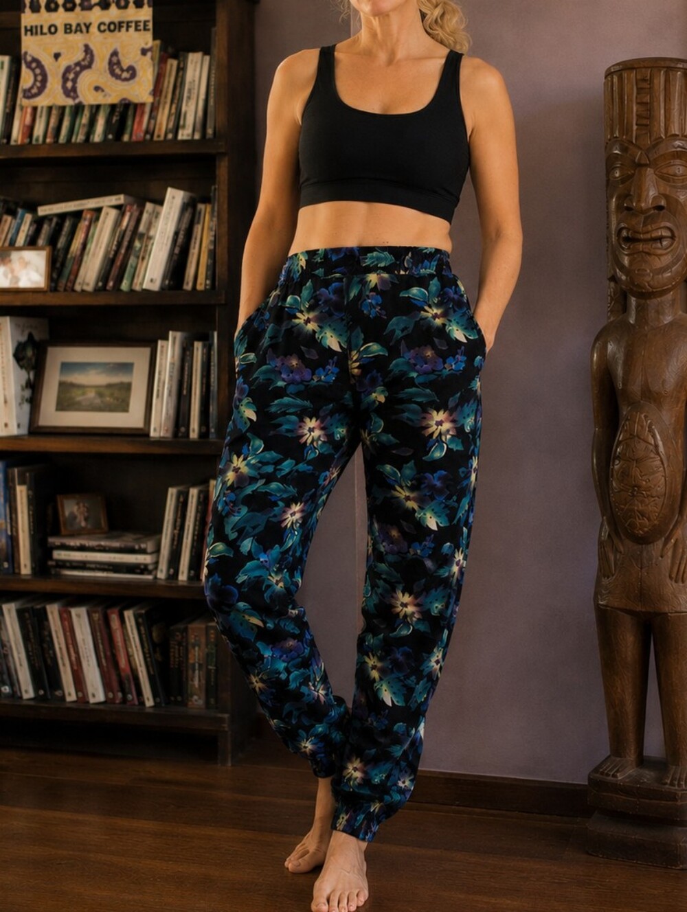 Leggings Depot Buttery Soft Floral Joggers Tropical Pants Pockets Sz Large